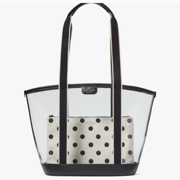kate spade Handbags - Kate Spade Clear Tote with Black Polka Dot Pouch